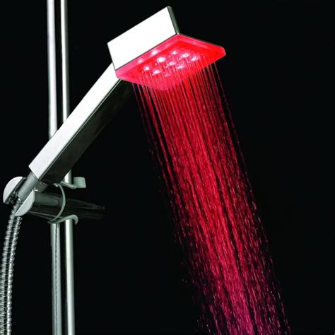 buy  water saving water glow power led red light hand held bathroom shower