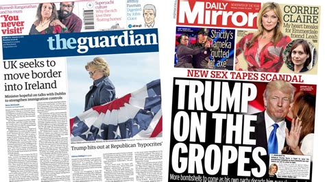 newspaper headlines trump on the gropes and killer