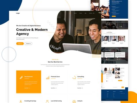 creative modern agency ui web page template design uplabs