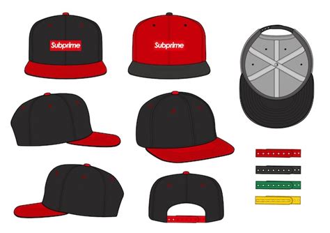 snapback cap set fashion flat technical drawing vector template