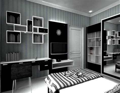 desain kamar tidur bernuansa hitam putih desain rumah