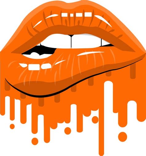 Dripping Orange Lips Digital Download