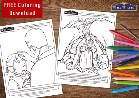 st blaise blessing  throats  coloring pages holy heroes