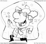 Scientist Mad Cartoon Running Coloring Clipart Outlined Vector Cory Thoman Royalty sketch template
