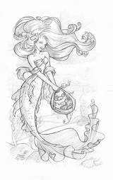 Siren Sirenas Mermaids Sirena Coloring Artwork Meerjungfrauen Realista Meerjungfrau Tatuajes Realistas Behance Zeichnungen Kreative Erstaunliche Crysta sketch template