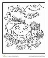 Coloring Halloween Pages Candy Trick Treat Cute Worksheets Coloriage Color Printable Kindergarten Worksheet Activities Kids Grade Education Costumes Read Preschool sketch template
