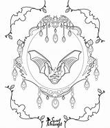 Midnight Coloring Sweet Fortune Teller Bat sketch template
