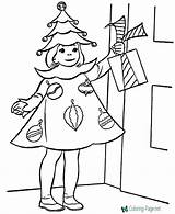Christmas Coloring Pages Girl Printable Sheet Sheets Choose Dress Board sketch template