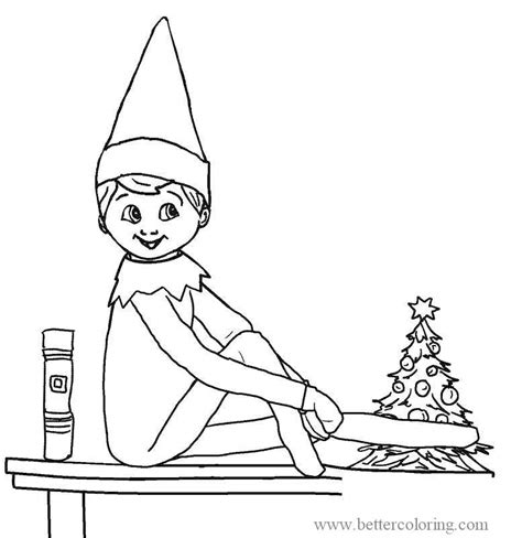 cute elf   shelf coloring pages  printable coloring pages