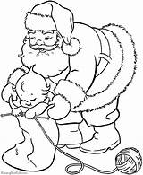 Coloring Pages Santa Christmas Filling Stockings Printable Stocking Colouring Printing Help Print Elves Choose Board Drawing sketch template