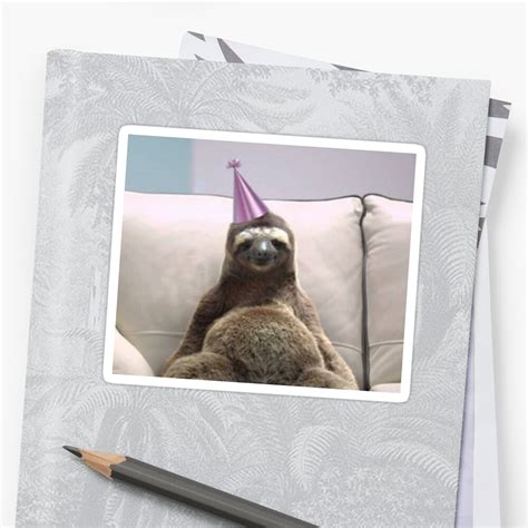 happy birthday sloth sticker  curtis redbubble