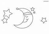 Mond Ausmalbilder Mütze Schlafender Ausmalbild Sonne Sterne Malvorlage Natur Vollmond Halbmond Colomio Gesicht sketch template