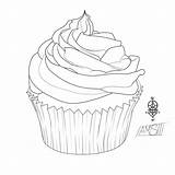 Cupcake Coloring Pages Drawing Printable Kids Lines Cute Line Outline Color Drawings Getdrawings Deviantart Paintingvalley Comments sketch template