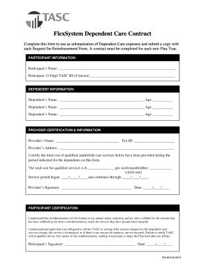 fx   flexsystem dependent care contract fill  sign