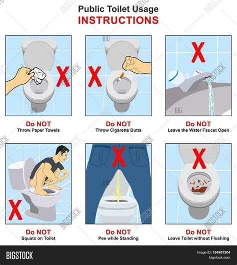 public toilet usage instructions image photo bigstock