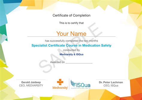 certificate   medication safety  medical courses