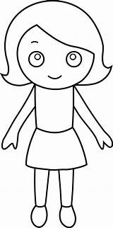 Outline Girl Clipart Cliparts Cartoon Little Library sketch template