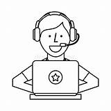 Call Center Working Agent Happy Person Illustration Laptop Dreamstime Illustrations Vectors Royalty sketch template