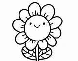 Flower Smiling Coloring Coloringcrew Flowers sketch template