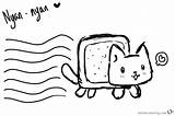 Nyan Cat Pages Coloring Printable Kawaii Kids Template sketch template
