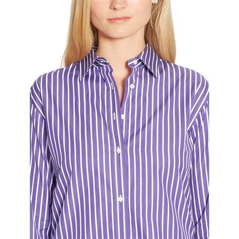 lyst ralph lauren striped cotton poplin shirt  purple