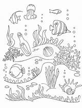Dessin Coloriage Seabed Livre Verbnow Fishes Fishing sketch template