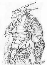 Dragonborn Dessin Knight Skizzen Monk Drachen Born Dnd Drago Bocetos Croquis Lizalfos Konzept sketch template