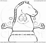 Chess Mascot Wanting Loving Knight Hug Clipart Cartoon Cory Thoman Outlined Coloring Vector sketch template
