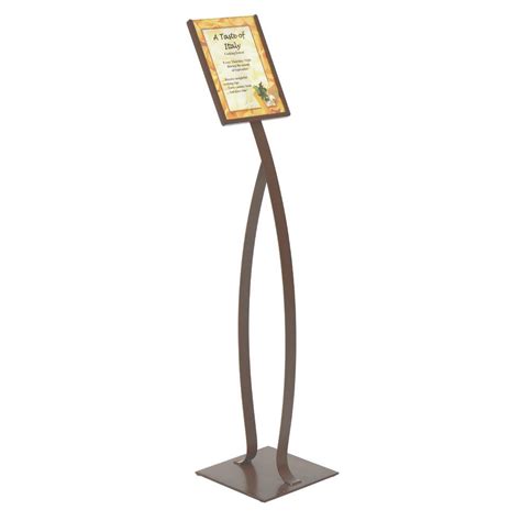 hubert espresso  pressly bamboo double stem floor stand sign holder