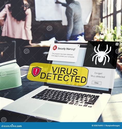 security warning virus detected alert concept stock image image  monitor book