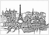 Paris Coloring Pages Eiffel Tower Adults France Drawing Complex Adult Justcolor Buildings Very Color City Map Drawings Theme Sites sketch template