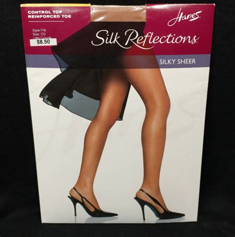 2 hanes silk reflections 718 control top sheer reinforced toe cd