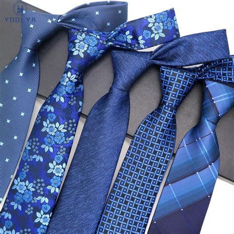 fashion mens tie cm blue silk neckwear floral dot jacquard woven