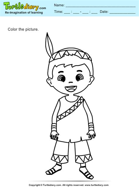 indian coloring sheet turtle diary
