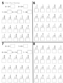 fact families addition subtraction speed drills  activity sheets