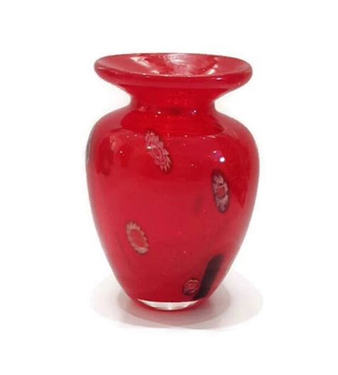 Hand Blown Murano Glass Vase Cased Glass Cherry Red Etsy