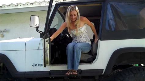 hot blonde trying to get in and out of jeep youtube