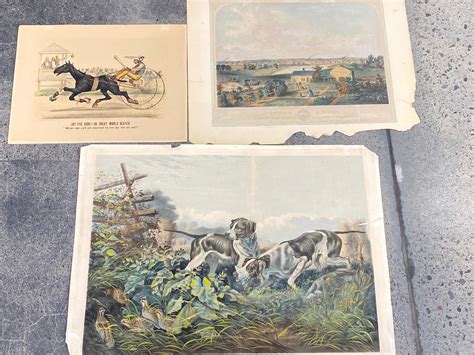 lot pc currier ives hand colored lithographs