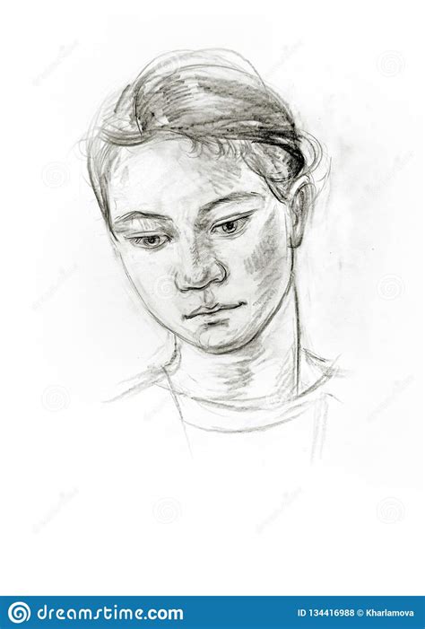 Портрет девушки с карандашем Иллюстрация штока иллюстрации