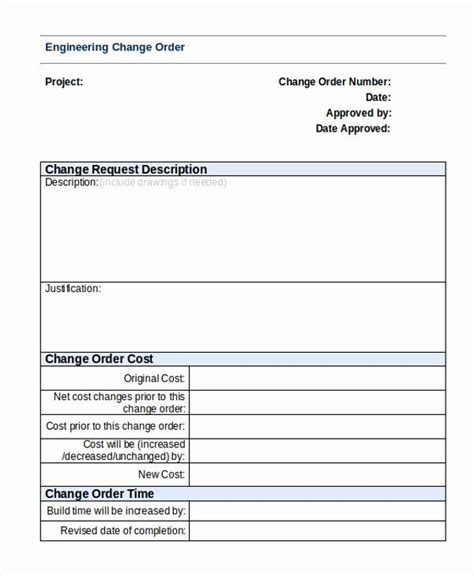change request form template excel   sample change order form   documents