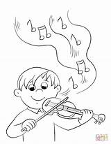 Violin Coloring Playing Boy Pages Cute Orchestra Drawing Printable Musical Instruments Music Color sketch template