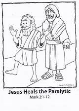 Jesus Coloring Heals Pages Man Paralyzed Bible sketch template