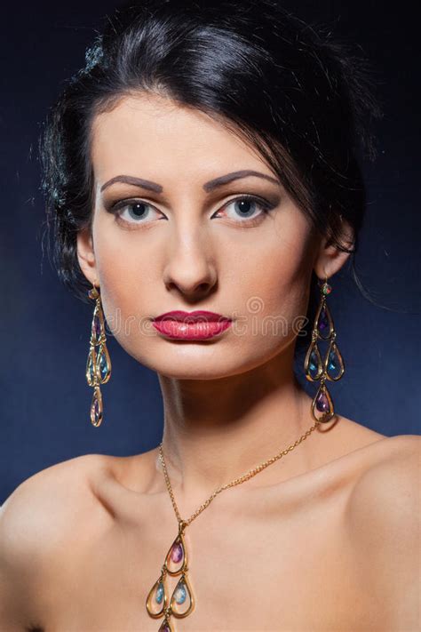 Beautiful Woman Wearing Jewelry Stock Image Image Of Glamour Makeup