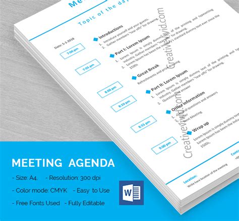agenda templates  word  documents