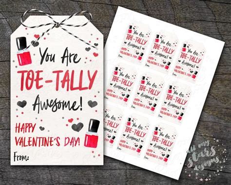 printable   toe tally awesome valentine nail polish tag instant