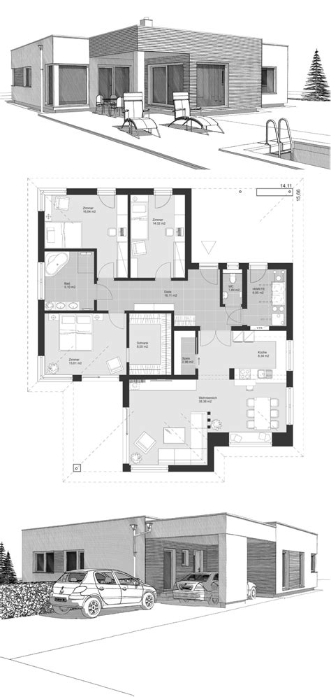 bungalow haus modern minimalistisch mit flachdach
