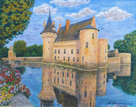 french castle painting original art chateau de sully sur loire etsy