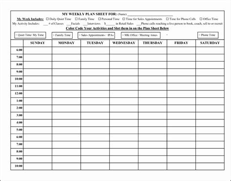 daily activity planner template