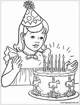 Coloring Birthday Girl Pages Cake Little Her Happy Popular sketch template