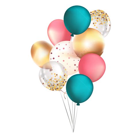 conjunto de globos metalicos brillantes realistas png dibujos clipart